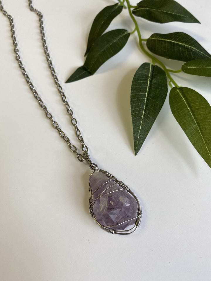 Necklace - Amethyst & Stainless Steel