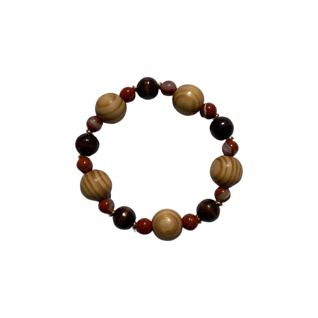 Red Jasper & Wood Diffuser Bracelet