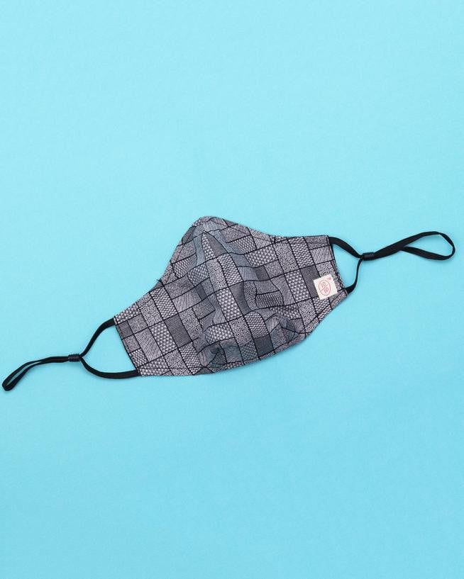 Face Mask - Grey Checks Mask (Nose Wire Embedded)