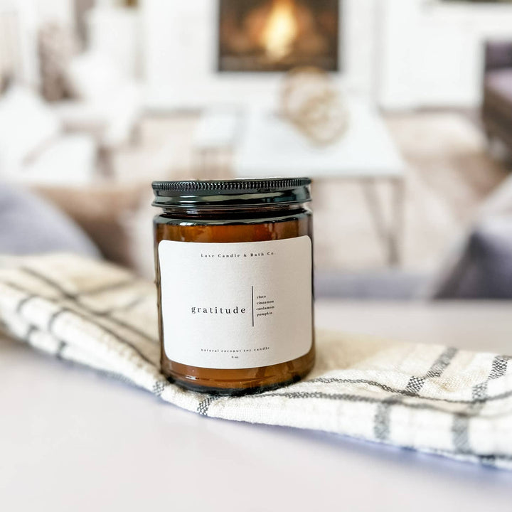 Coconut Soy Wax Candle (Amber)-Gratitude