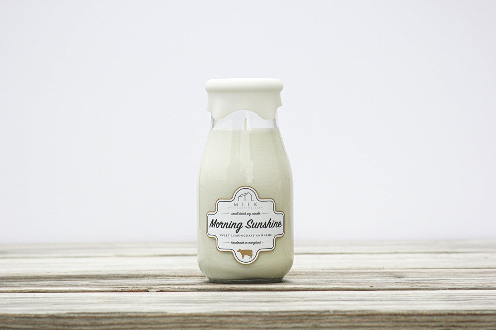 Milk Bottle Candle - Sandalwood & Cassis