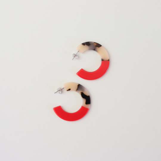 Roza Hoop Earrings - Red