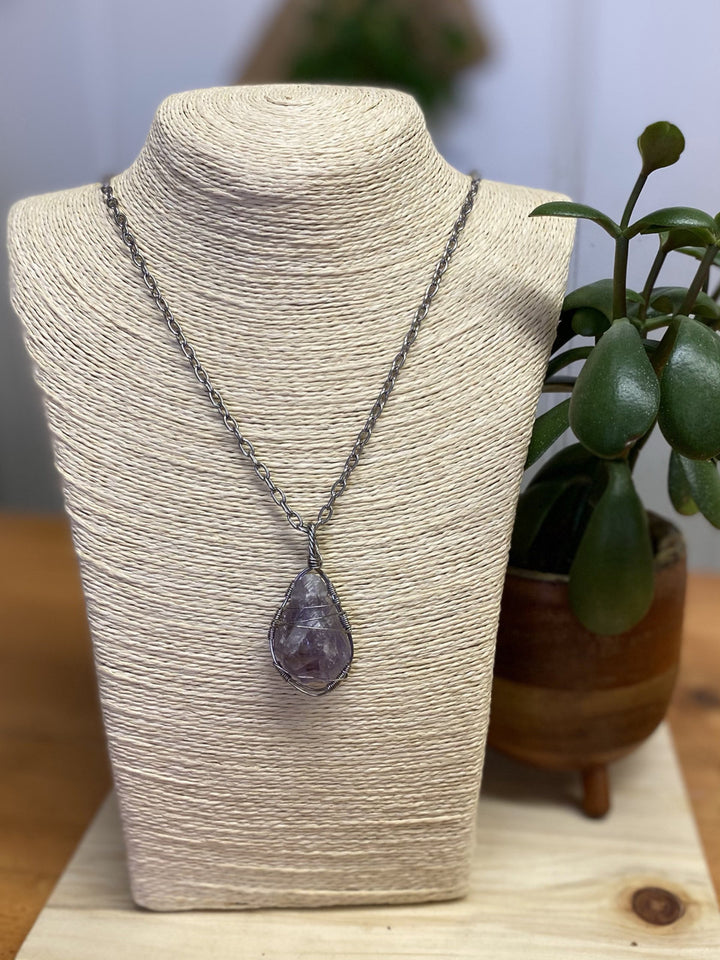 Necklace - Amethyst & Stainless Steel