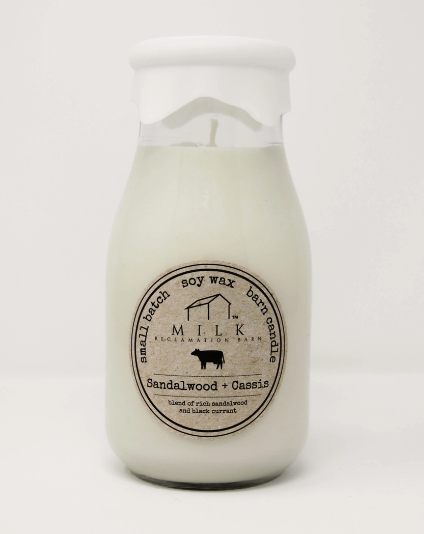 Milk Bottle Candle - Sandalwood & Cassis